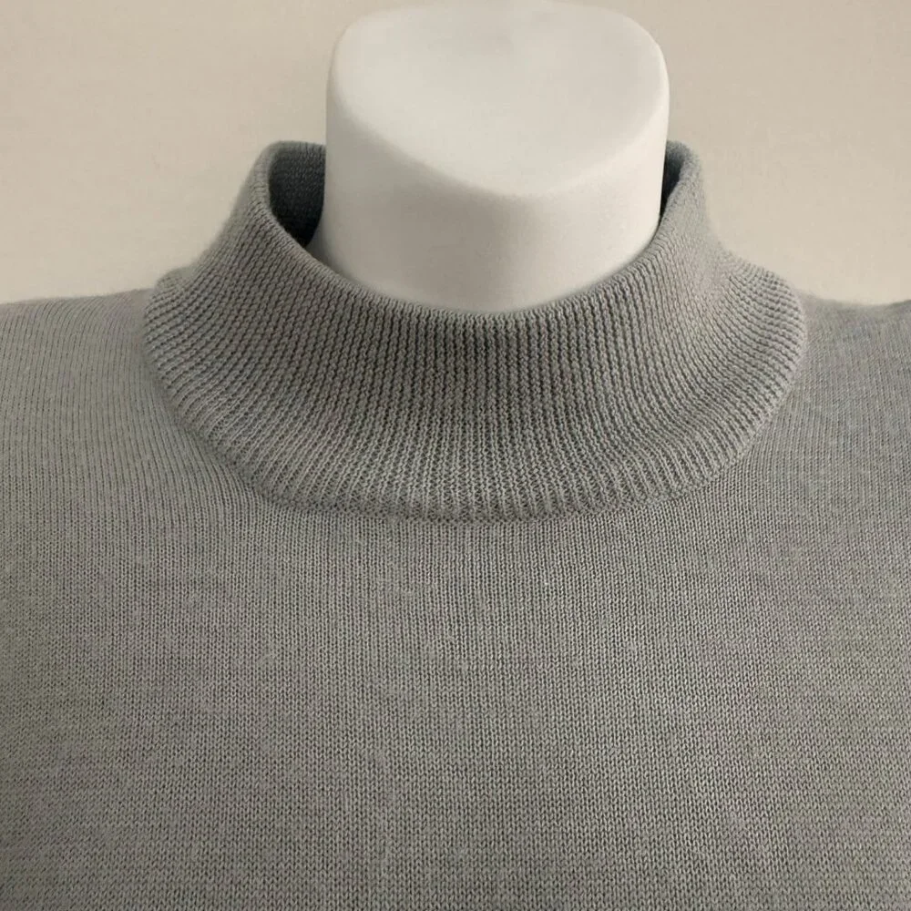 Vintage 1990's Kasper Knit Mock Neck Sweater | Icy Blue Gray | Size L - Picture 5 of 11